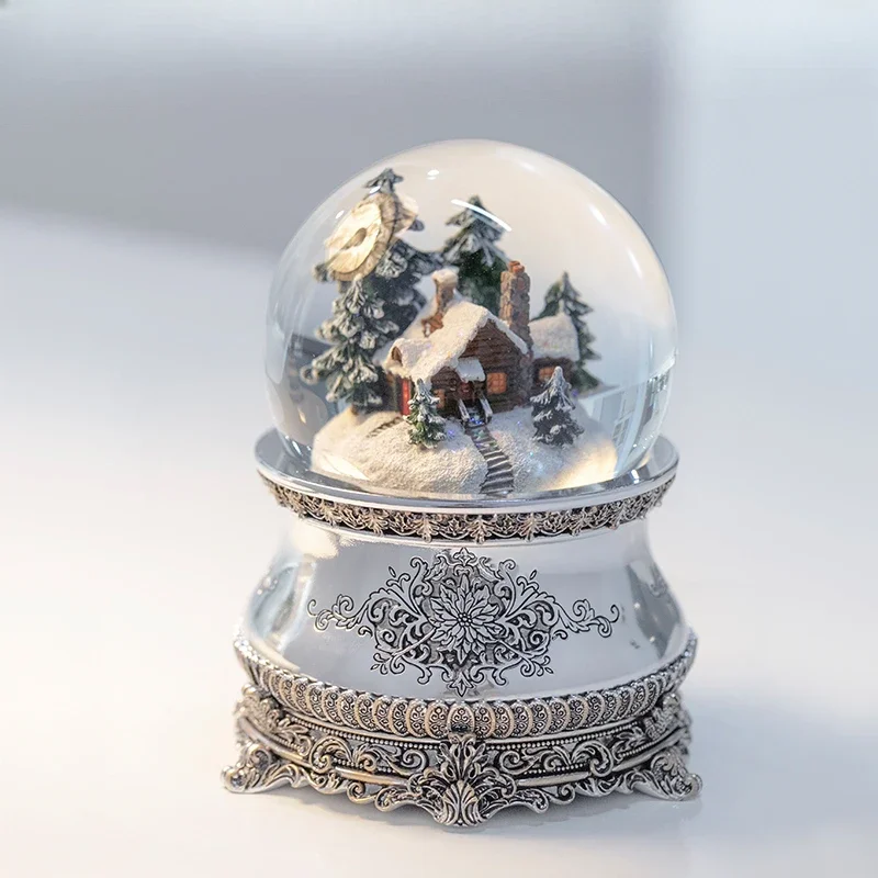 Snowscape Crystal Ball Music Box Rotating Snowflake Snowhouse Music Box Birthday