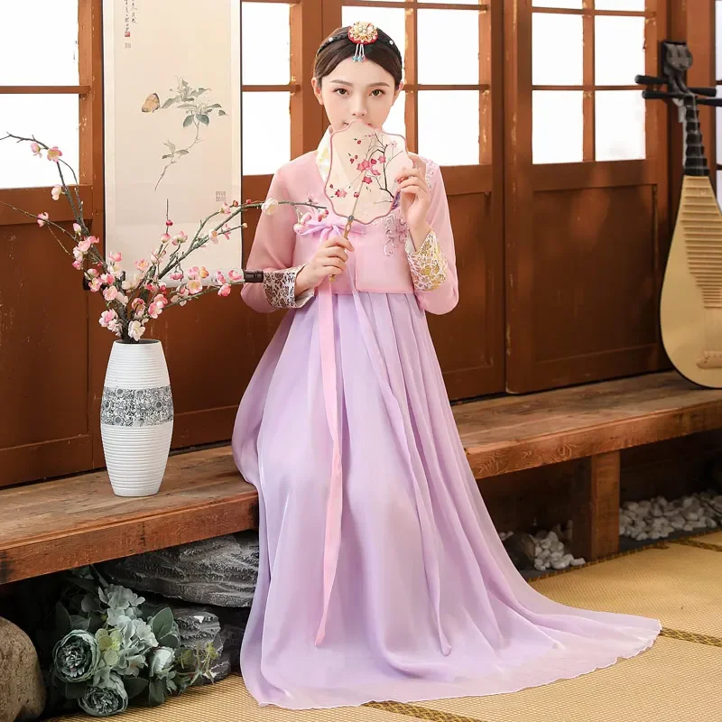 Hanbok migliorato stile corte da donna abbronzante stampato abbigliamento coreano abbigliamento per spettacoli di danza etnica abito set da due pezzi