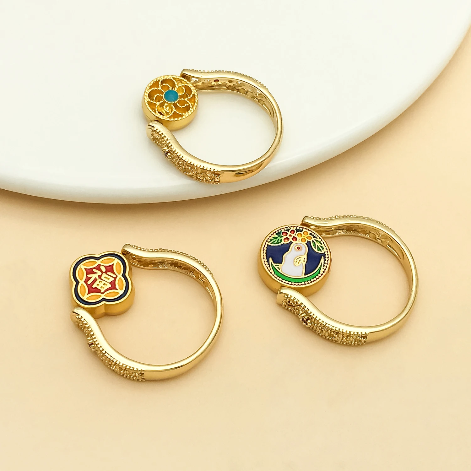 5pcs 18k gold-plated copper thick silver red zirconium ring Jewelry Making DIY Earrings Charms for Jewelry Bracelets Necklace