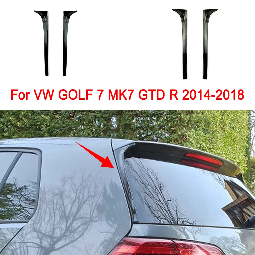 For GOLF 7 MK7 GTD R 2014-2017 Gloss Black Carbon Fibe Rear Window Side Spoiler Wing Car Styling Auto Rear Window Mirror Tail