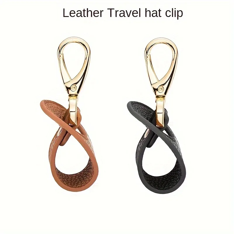 1PC Portable Sun Visor Clip PU Leather Storage Clip Multi- Purpose Straw Hat Clip Glasses Buckle Bag Pendant Hat Accessories