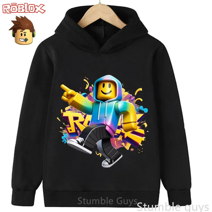 سويت شيرت Roblox Kids للخريف بغطاء للرأس عصري ثلاثي الأبعاد برسومات شخصيات الألعاب للأولاد والبنات