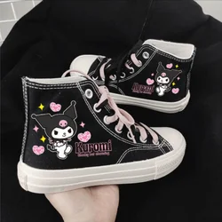 2022 Kuromi Canvas Shoes Women Sneakers Comfortable High-top Shoes Cartoon Fashion Girls Flat Casual Lace-up Sports Shoes Gifts