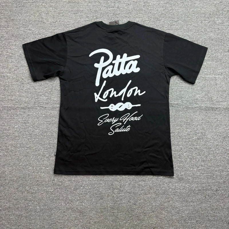 New Black Casual Top Short Sleeved High-quality Logo Printed Men Women Round Neck Patta T-shirt