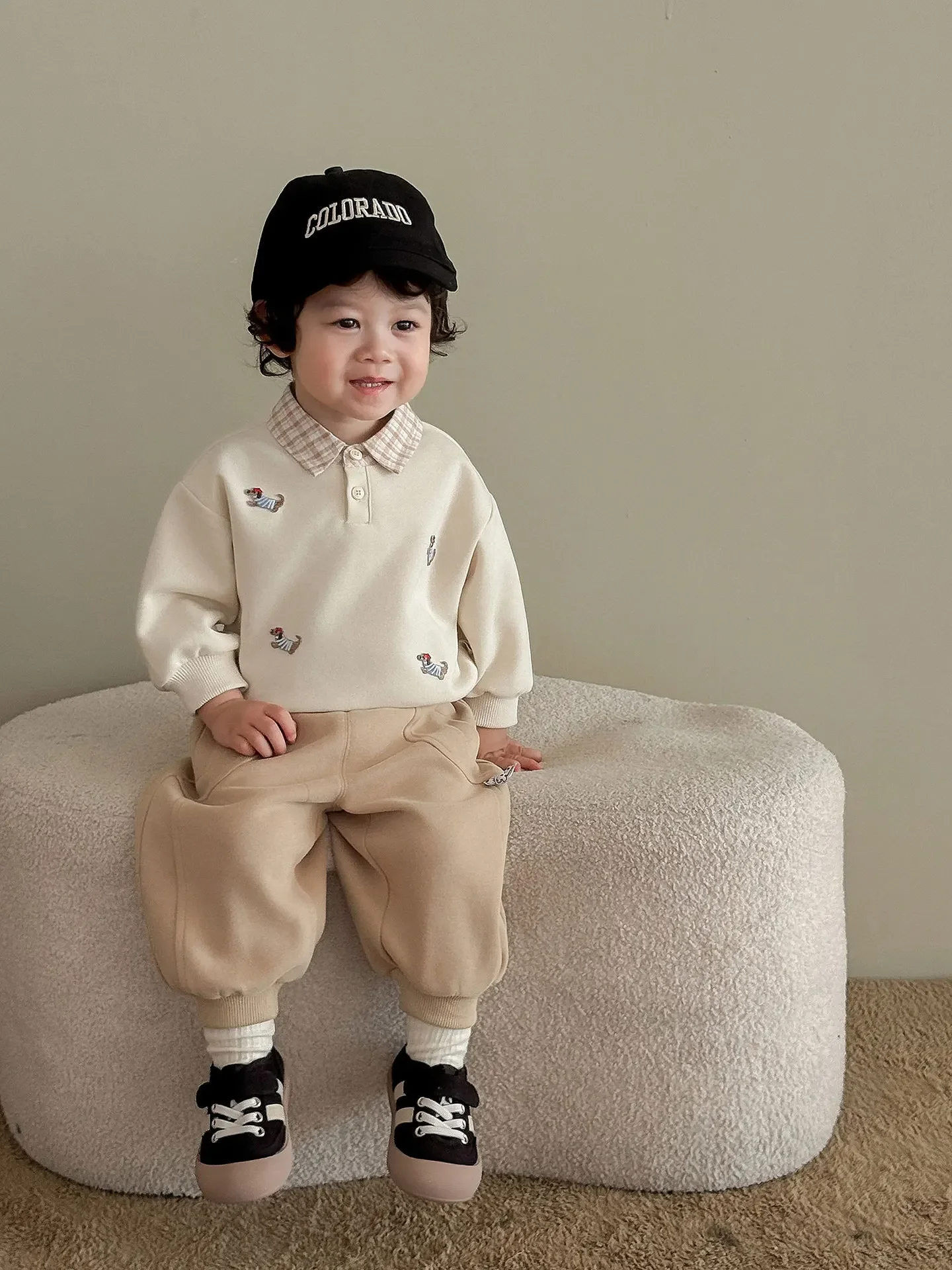 ZOETOPKID Kinder-Warmpullover Herbst Winter Jungen Cartoon-Unterhemd Baby Mädchen Fake Zweiteiliger Pullover – Detail 12