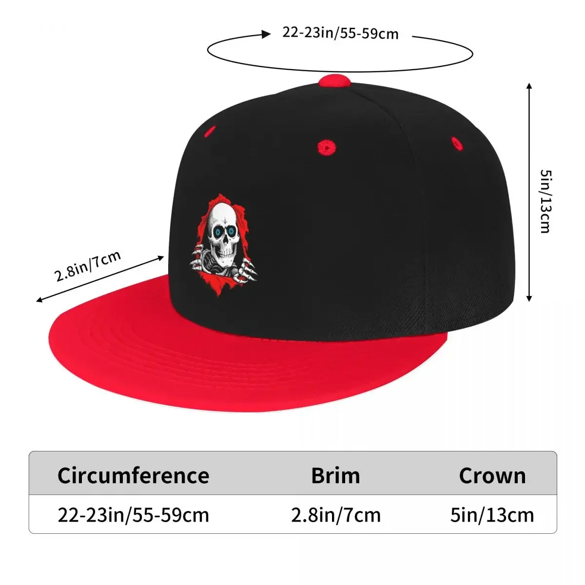 Berretto Hip Hop con teschio in metallo strappato Punk personalizzato cappello da papà Snapback con scheletro gotico all'aperto