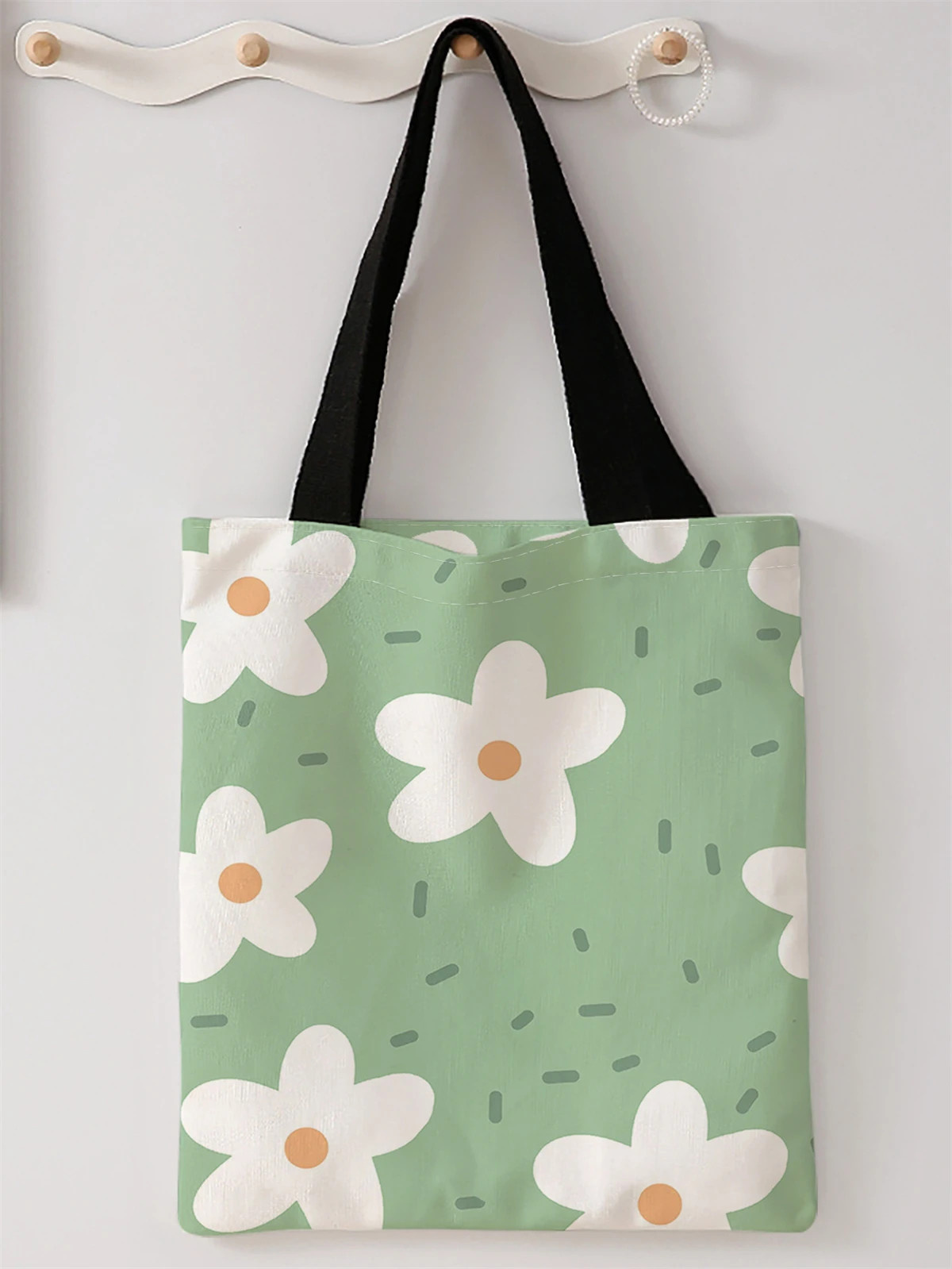 Flower Pattern Printed Casual Handbag, Reusable Fashionable Backpack, Multifunctional Handbag, Canvas Shopping Bag