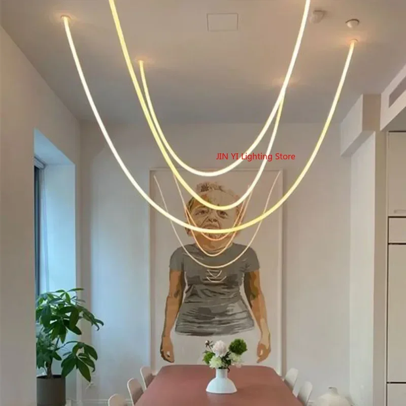 

Nordic Led Long Hose Ceiling lamp for Dining Room Kitchen Bar Minimalist Pendant Lamp Home Decor Lighting Lusters Luminaires