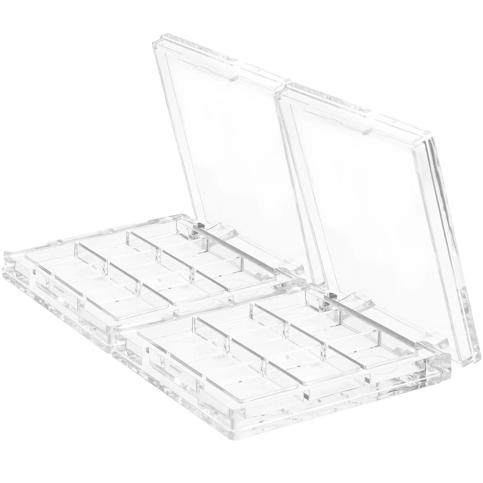 

2pcs Eyeshadow Boxes Empty 9 Color Grid Travel Size Highlighter Containers Makeup Pallets Eyeshadow Holders Cases Mini