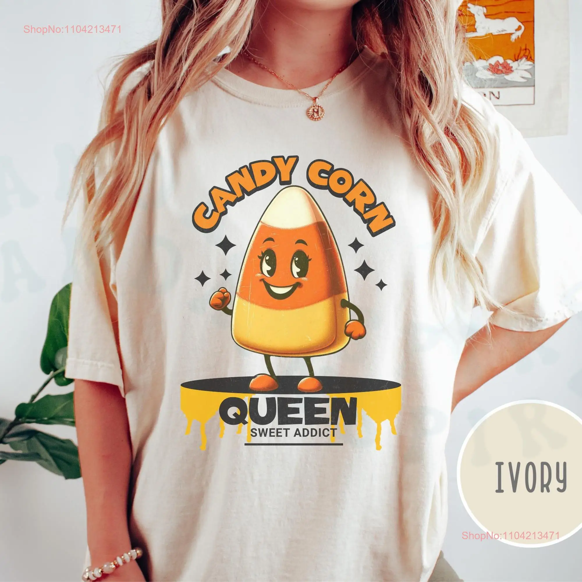 Футболка Candy Corn Lover на Хэллоуин, осенний сезон, комфортные цвета, причудливый мультфильм, сладкая адтизия, винтажный топ в стиле ретро