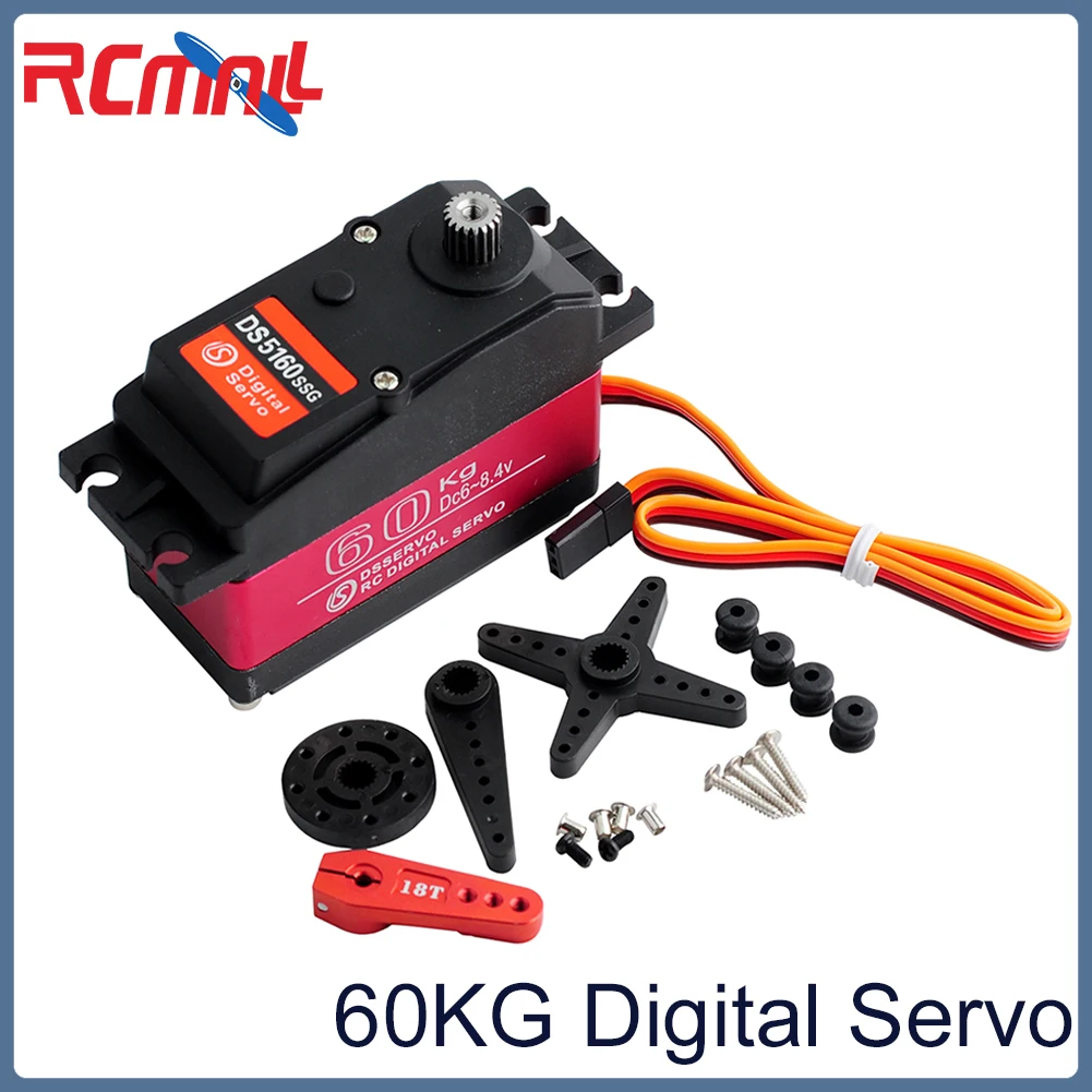 DS5160 Servo digitale 60KG 180/270 gradi Metal Gear ad alta velocità 7.4V Programmabile impermeabile con braccio 18T per auto robot RC