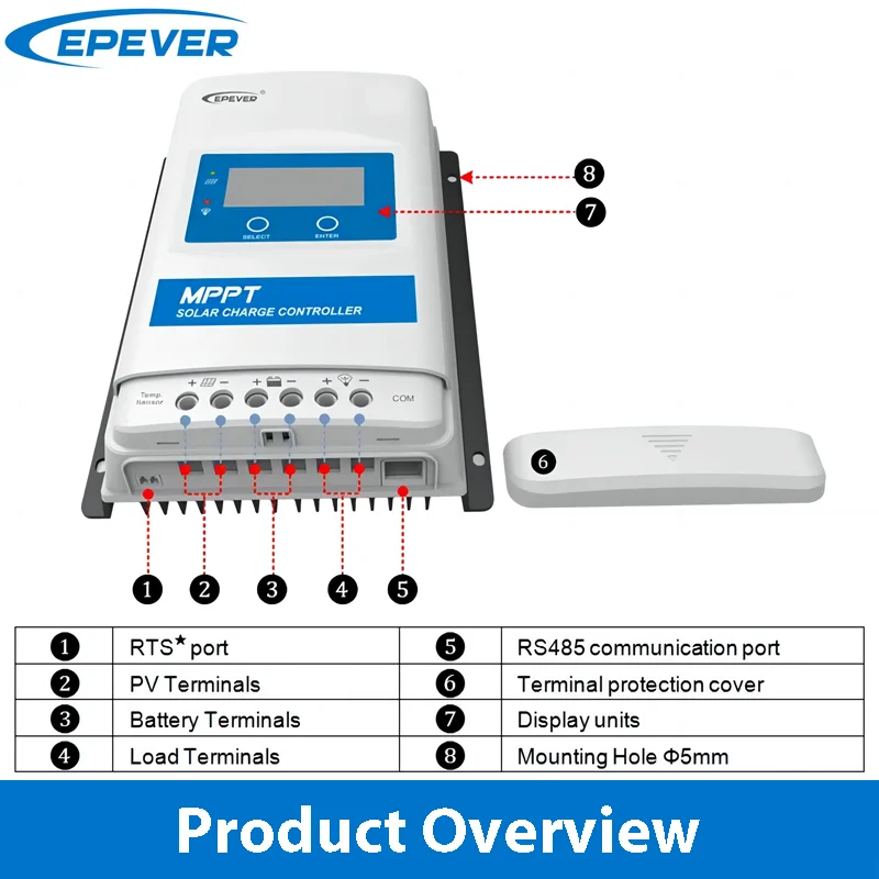 Imagem -04 - Epever-mppt Carregador Solar Controlador Regulador Solar Auto Trabalho 30a 40a 48v 12v 24v 36v 48v Xtra3415n Xtra4415n Novo