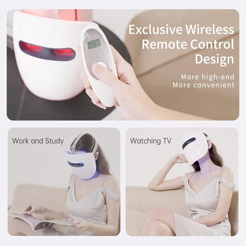Maschera facciale a LED per la cura della pelle del viso, maschera a luce rossa per viso, infrarossi, maschera a luce rossa e blu per la cura della pelle durevole facile da usare