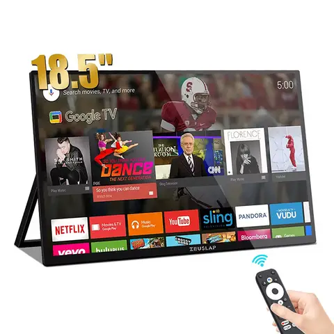 휴대용 모니터 스마트 TV 터치스크린 18.5인치 FHD Google 엔터테인먼트 대화형 줌(사무실 영화용) 실내 경량