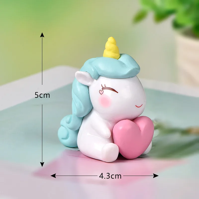 NEW Unicorn Cake Baking Decoration Birthday Cartoon Decor Micro Landscape Rainbow Horse Kitten Alpaca Flamingo Animal Crafts