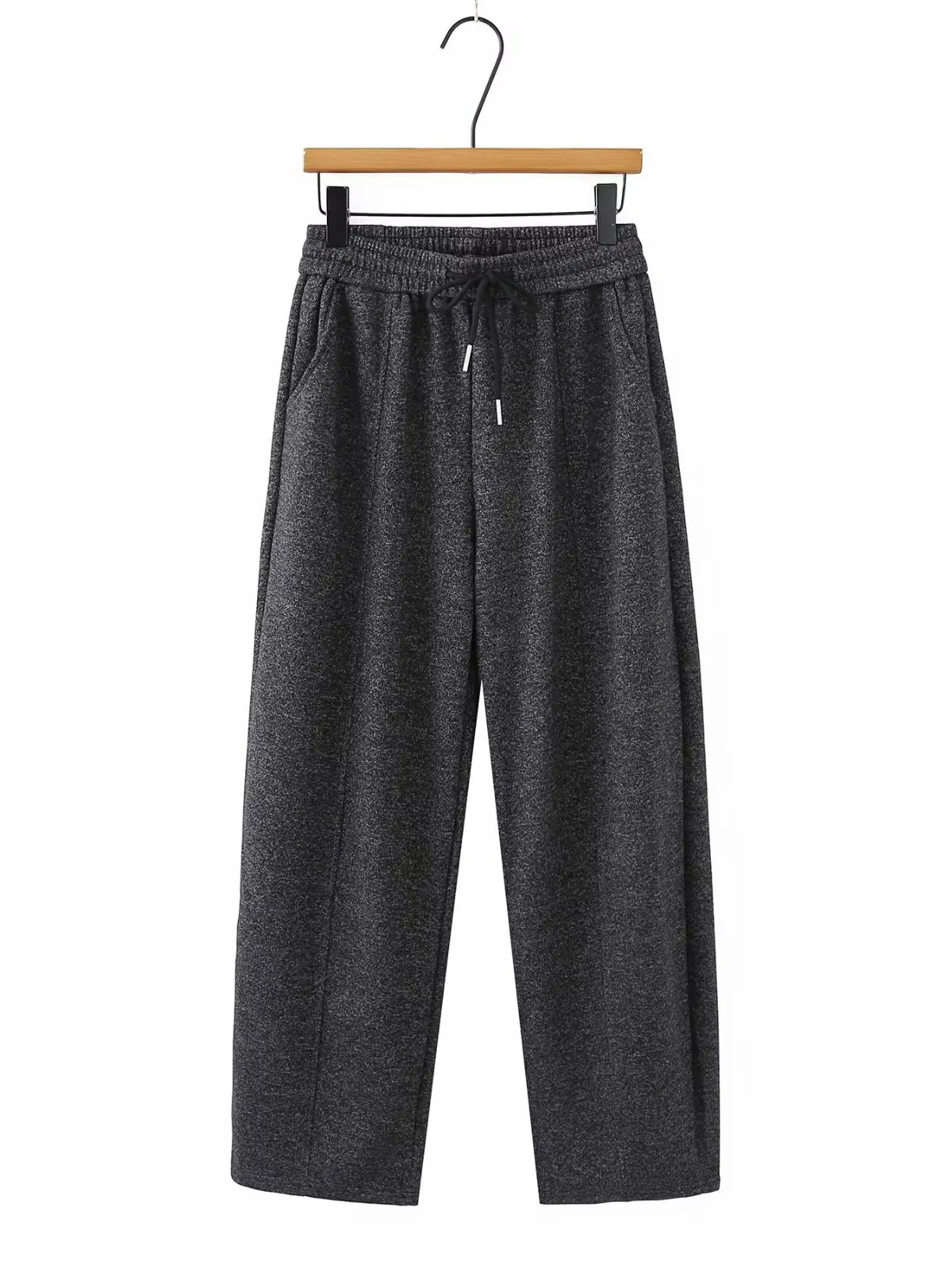 plus Size Women's Spring Korean Style Drawstring Wide Leg Pants Loose Casual Trousers Elastic Waist Straight Blade Pants