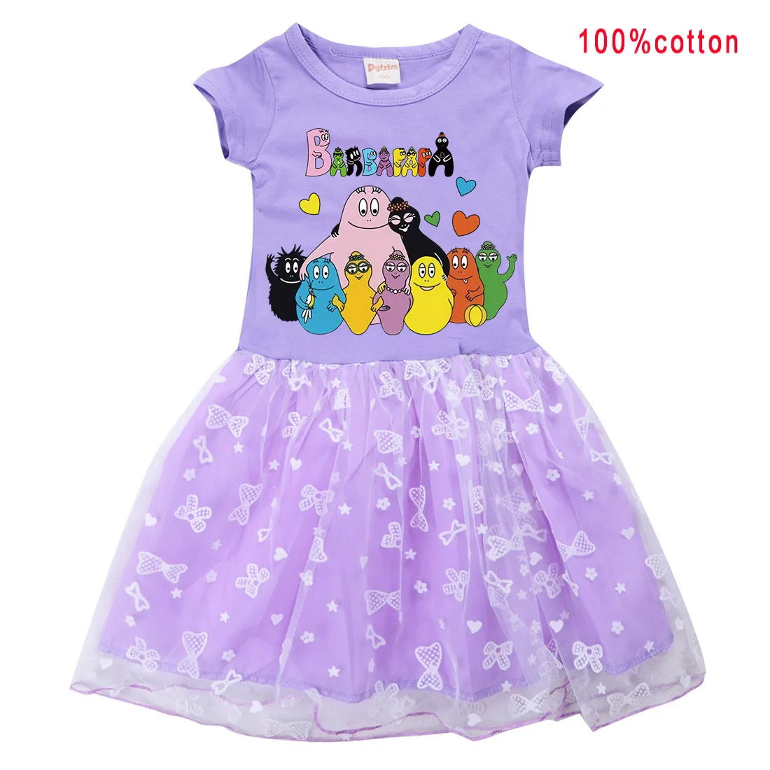 2022 summer New T shirt Dress Barbapapa Girls Tutu Dress Halloween Cosplay Costume Princess Kids Girls Birthday Party Dresses