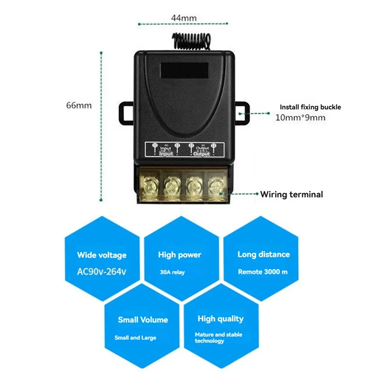 AS95-Sakelar Jarak Jauh Nirkabel Daya Tinggi 30A Remote Control RF433 Jarak Jauh Tegangan Lebar 1000M