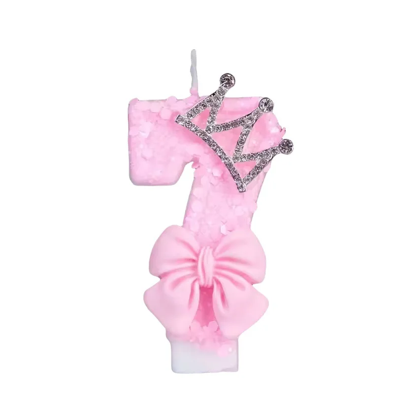 High-end Baking Pink Bow Crown Birthday Party Candle Cake Pack