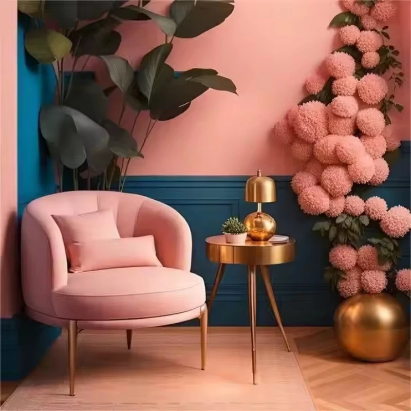 Modern Furniture Round Flower Pattern Metal Velvet Living Room Sofa Chair