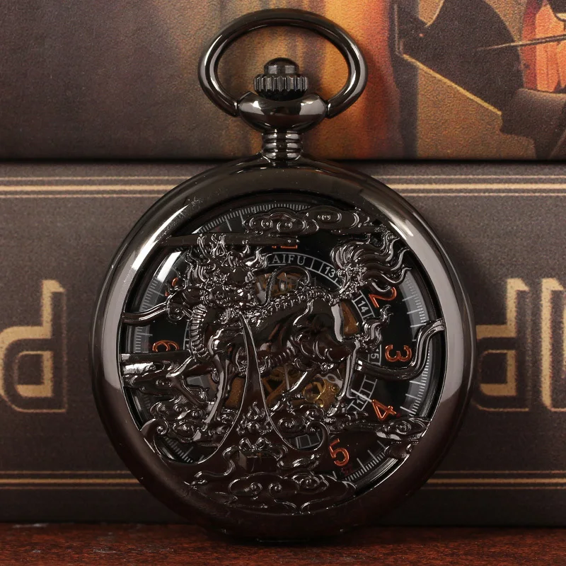 นาฬิกาพกกลอัตโนมัติเต็มรูปแบบย้อนยุคพลิกคิดถึงสร้อยคอนักเรียนกลวงจี้นาฬิกา