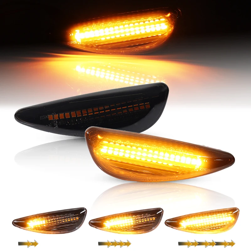 

2pcs Dynamic Sequential Blink/Flow Amber Front Side Marker Light For Hyundai Solar Verna Accent IX20 Avante Turn signal lamp