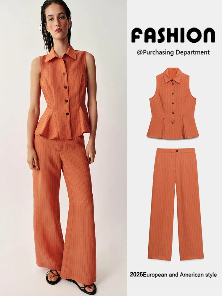 Summer New Arrival Women's Short Skirt Style Top Straight Leg Pants Chinese Ethnic Fashion No Sleeve Women's Clothing
