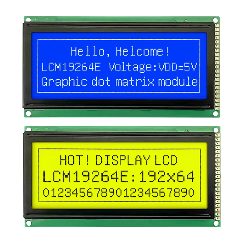 19264 192X64 графический матричный ЖК-модуль синий/желтый экран ЖК-модуль экран дисплея 5 В AIP31107/8 контроллер со светодиодной подсветкой