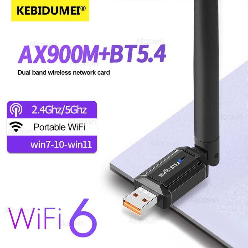 

Dual Band 900Mbps WiFi Wireless Network Card WiFi 6 Bluetooth 5.4 USB Adapter 2.4G 5GHz Wi-Fi Lan Dongle Receiver Driver Free