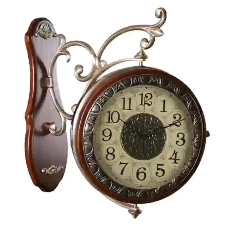 Hot Sale Retro Hanging Decorate Metal Double Sided Station Clock Wall Clocks