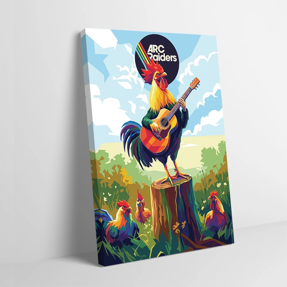 Arc Raiders Rooster Guitarist Poster Customizable Printed Canvas Painting Wall Art Gift for Decoration Bedroom Bathroom Decor