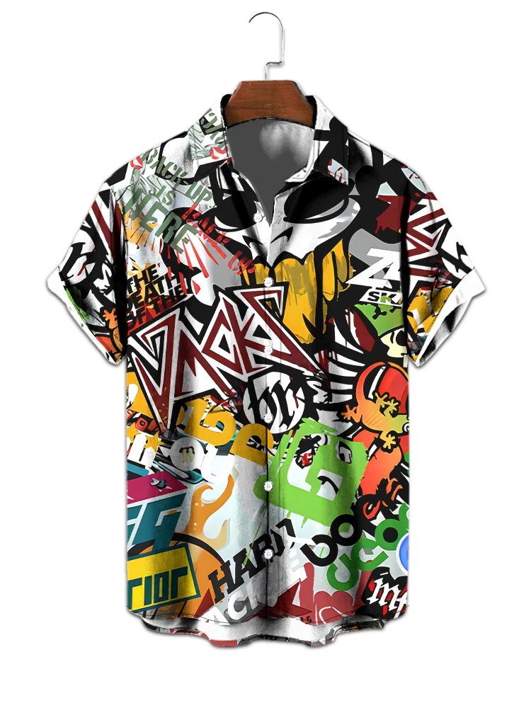

Hot-selling European and American summer men's short-sleeved shirts, personalized innovative 3D digital printing men's shirts