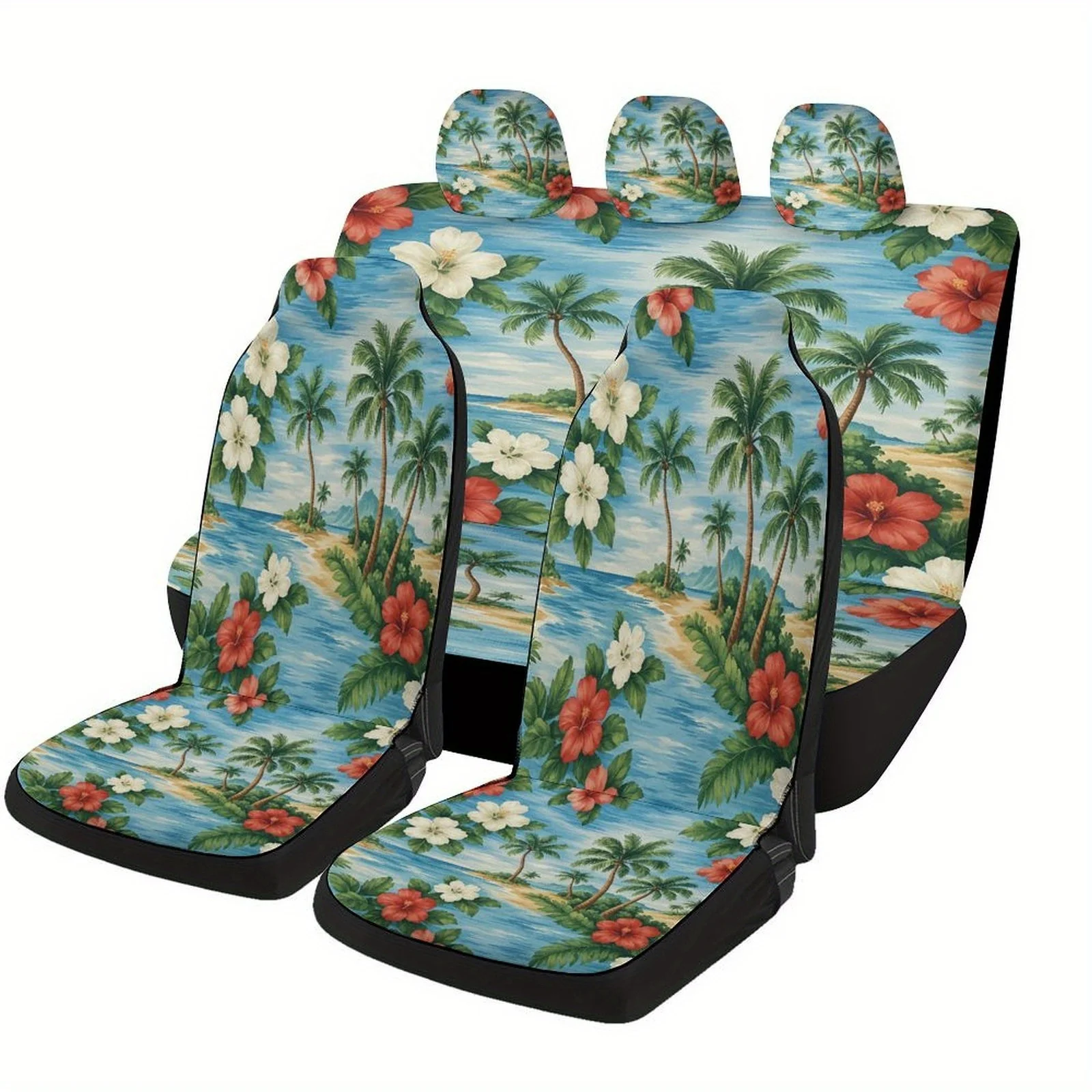 

Комплект чехлов на автомобильные сиденья Tropical Paradise для большинства автомобилей, модные персонализированные новые защитные чехлы для автомобильных сидений, полный комплект, Univ