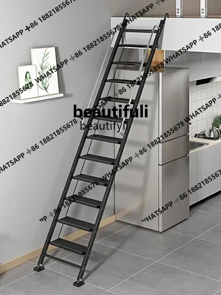 xxzLadder Household Aluminum Alloy Folding Stairs of Attic Indoor Escalator Thickened Engineering Ladder Mobile Portable
