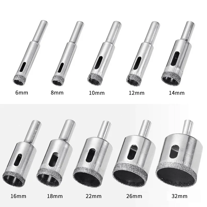 

10pc 6mm-32mm Diamond Coated Drill Bits Hss Drill Bit Tile Marble Glass Ceramic Hole Saw Drilling Bits Extractor Remover Tools