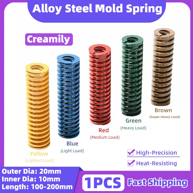 

Creamily 1PCS Mould Die Spring Spiral Stamping Compression Springs Outer Diameter=20mm Inner Diameter=10mm Length=100-200mm