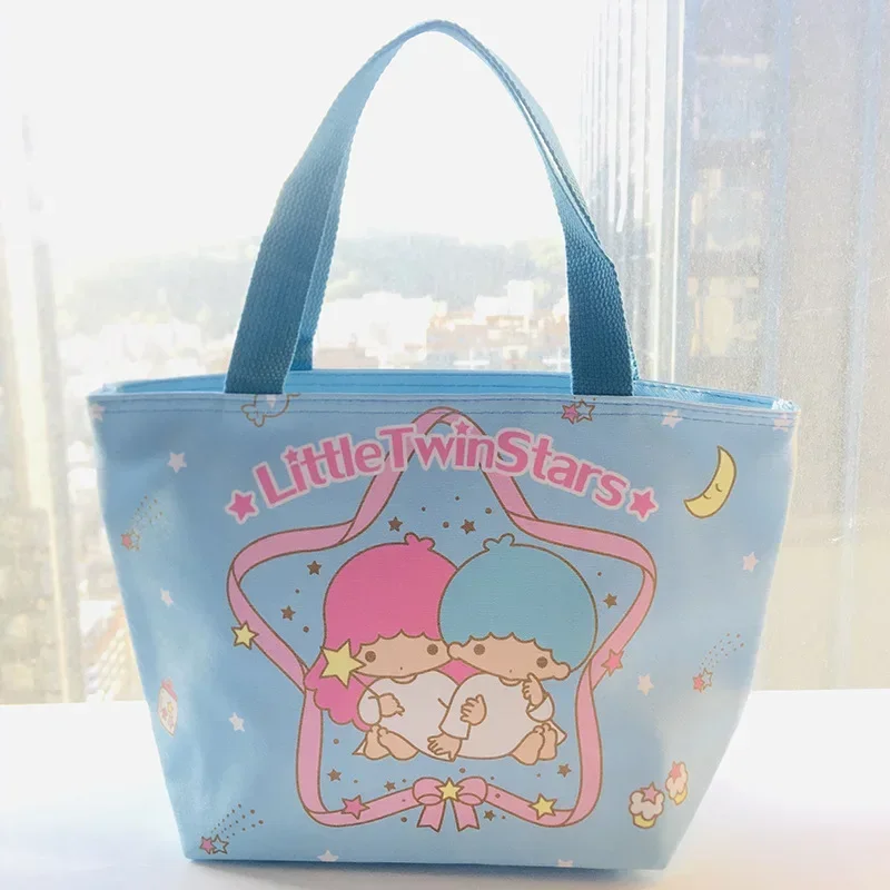 New Sanrioed Kawaii Anime Cartoon series Little twin star Creative high color value cute handbag girl storage bag insulation bag