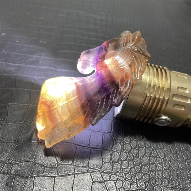 Natural Fluorite Quartz Crystal Unicorn Hippocampus Manual Carving healing