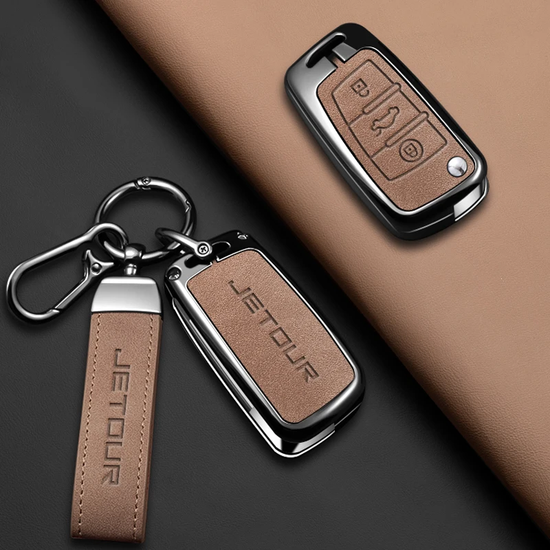 Leather Zinc Alloy Protecto Car Key Case Cover Shell For Chery JETOUR X70 X90 X95 IDM I-DM X-1 DTC Plus Auto Accessories