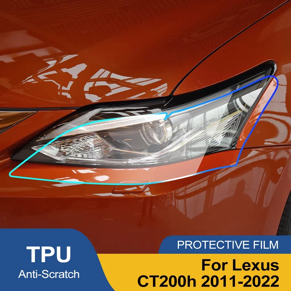 TPU Car Headlight Protective Film for Lexus CT200h 2011-2022 High-Gloss Smoke Black Pre-Cut Anti-Scratch Vinyl Wrapping Film Kit