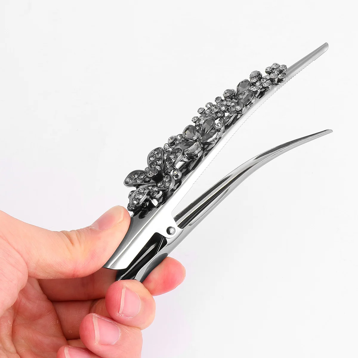 

1pc Duckbill Hair Clip Rhinestone Studded Alloy Crystal Hairpin Bobby Barrette For Styling Face Washing Portable Lightweight