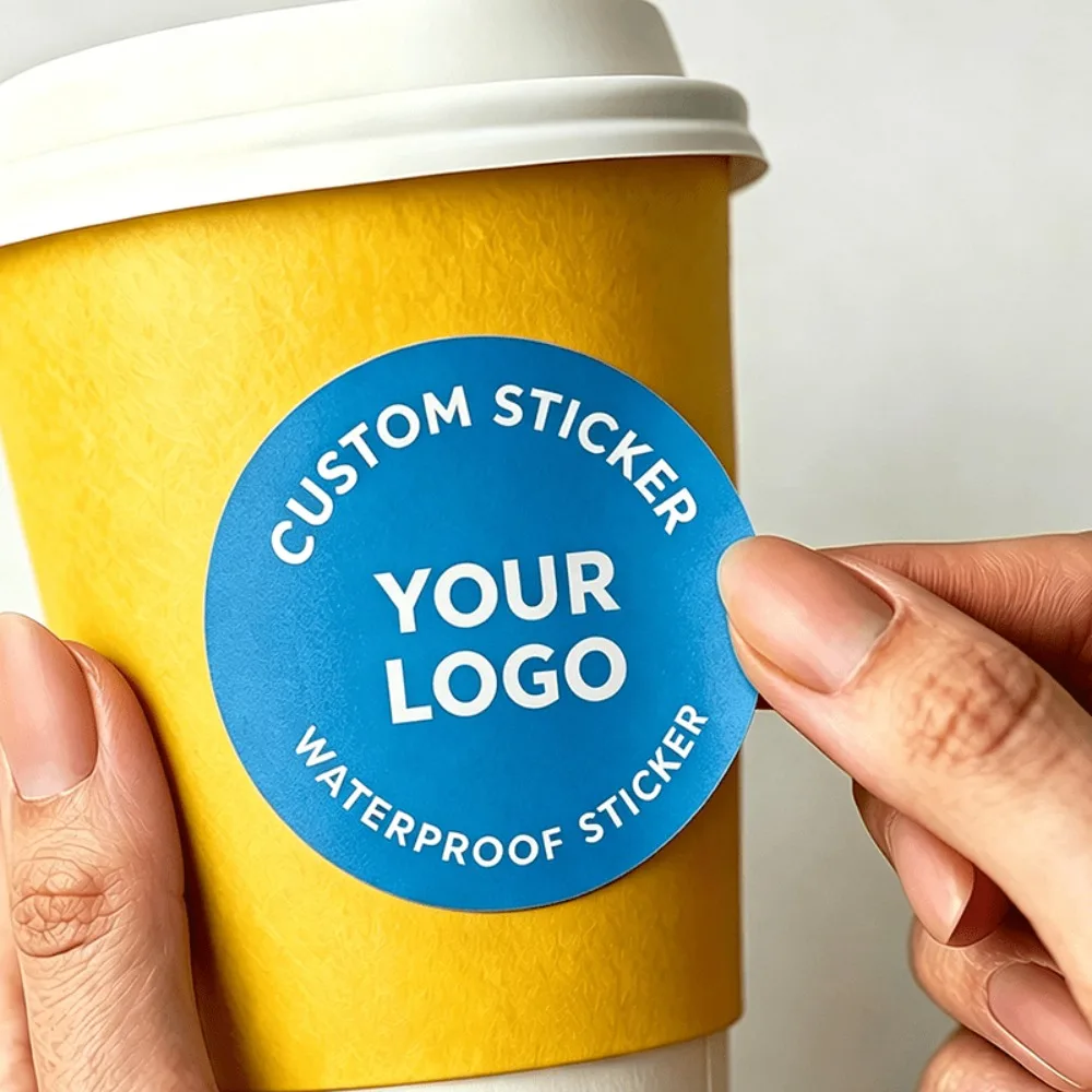 3/4/5/6/7cm Custom Stickers and Custom Logos, White Waterproof Round Logo Stickers, Available in Multiple Sizes for Your Choice, Suitable for Weddings, Birthday Baptisms, Parties, Christmas, Halloween, and Other Holiday Events, Adding More Fun to Your Life.