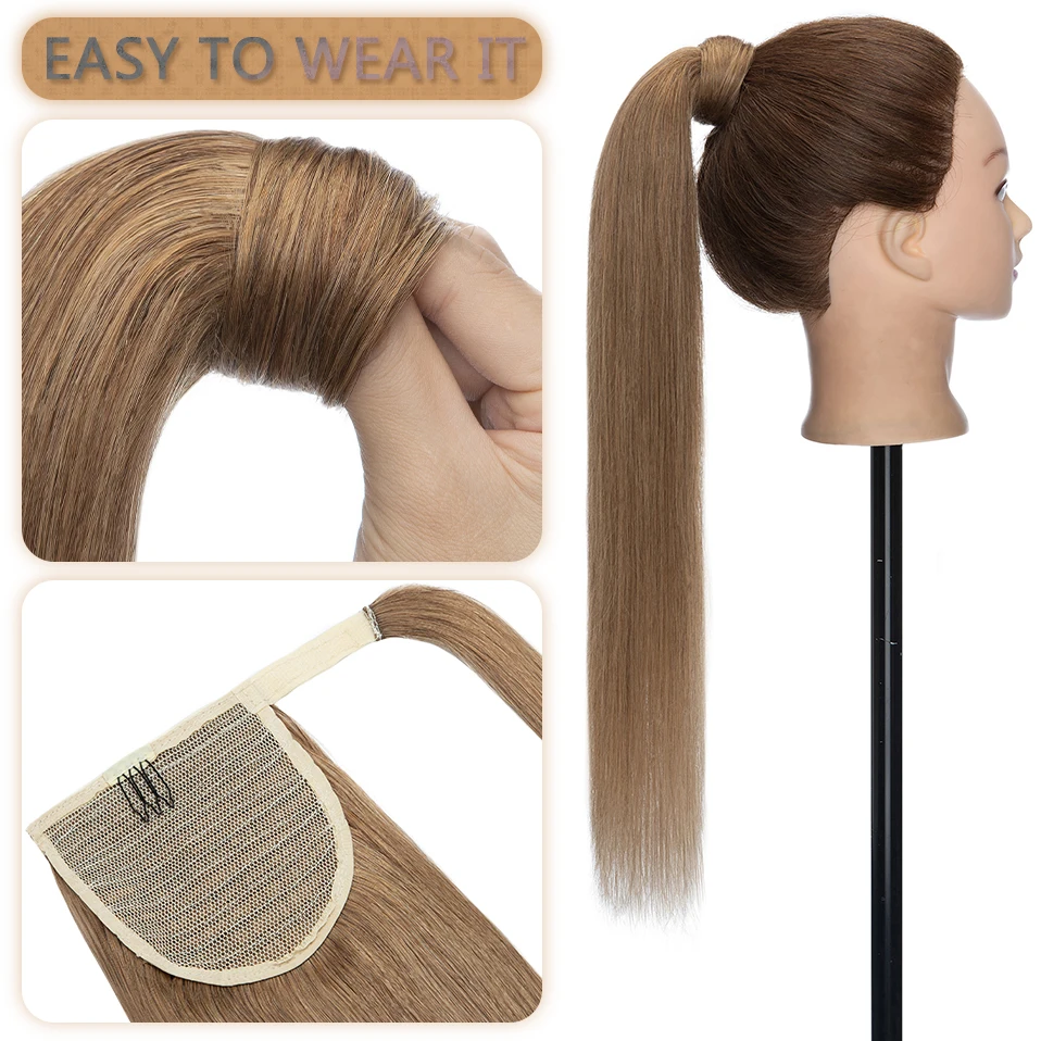 سيجو شعر بشري ذيل حصان تمديد 100% شعر ريمي التفاف حول ذيل حصان دبابيس داخل وصلات الشعر المستعار مستقيم قطعة واحدة هيربيسي