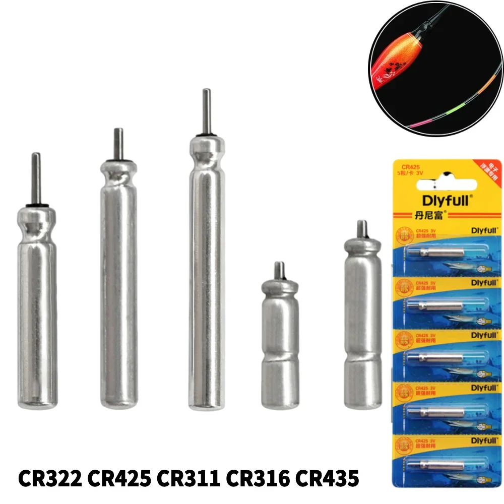 

10PCS CR322 CR425 CR311 CR316 CR435 Luminous Electric Battery Fishing Floats Lithium Pin Battery Tool 3 Votage Battery Floats