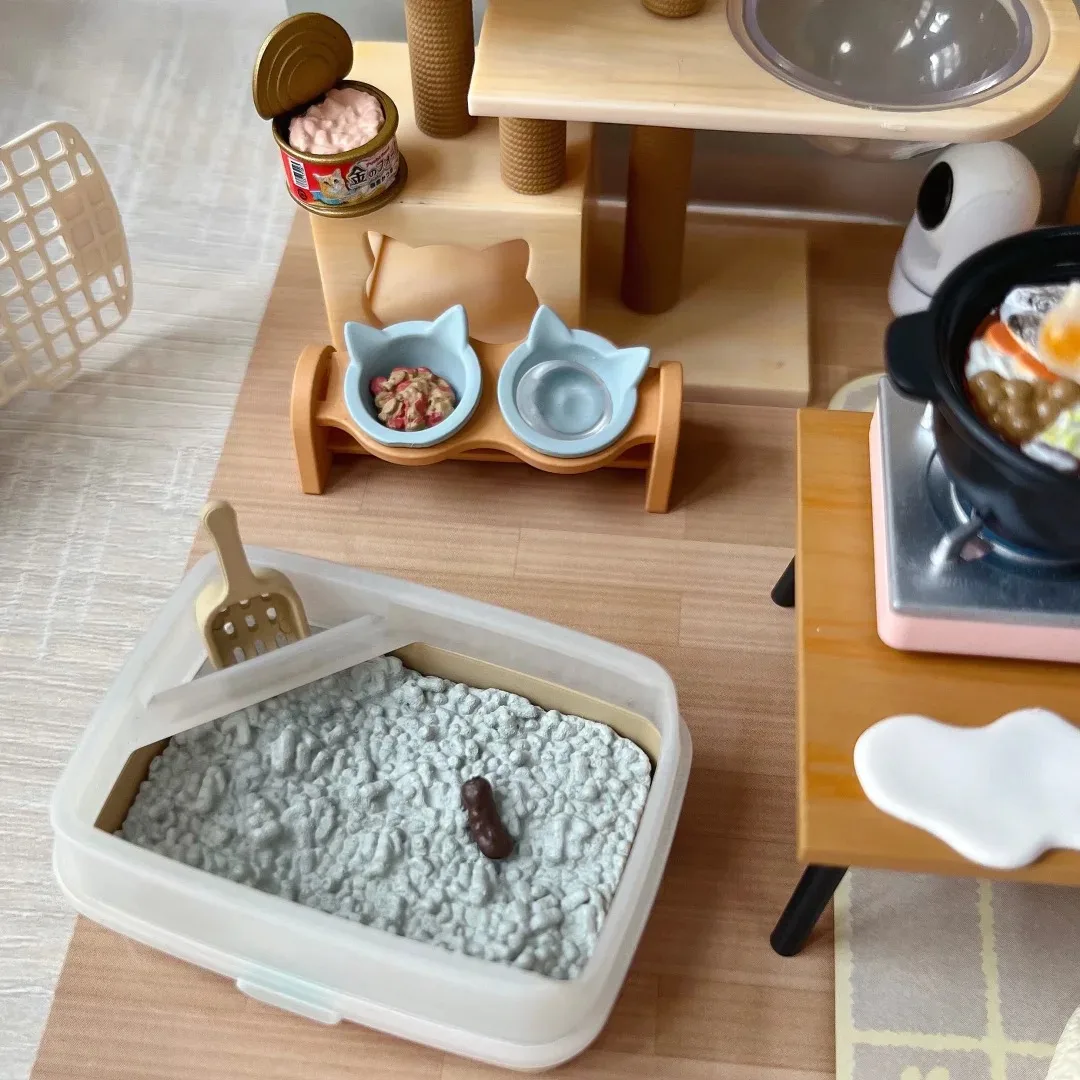 Re-ment Capsule Eat Play Cat My Daily Life with Cats Cat Cage Sleeping Sofa โต๊ะคอมพิวเตอร์ Cat Tree Miniature Desktop Blind Box