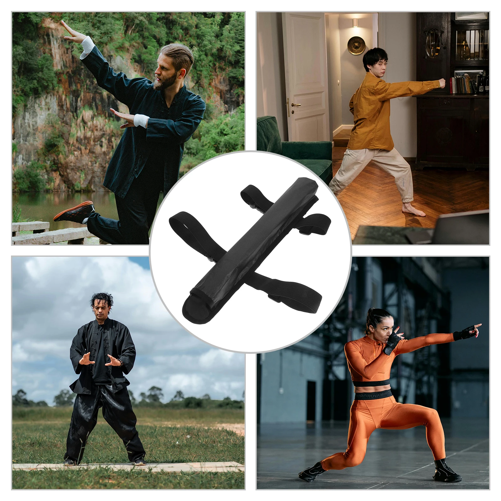 1pc Bind Leg Bag Unique Design Night Safety Foldable Handheld Fan Pouch Storage Tai Chi Kung Fu Exercise Portable Cloth Hand Fan