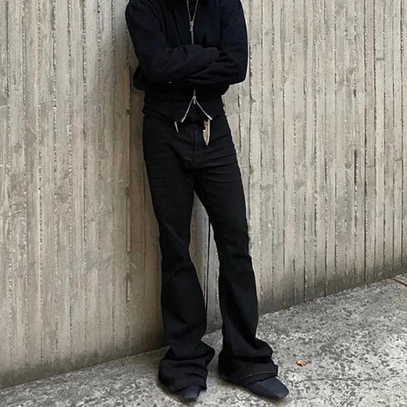 

Street Sle American High Waist Flared Jeans Men Trendy k Gothic Casual Wide Leg Pants Slimming Effect Mijko Brand