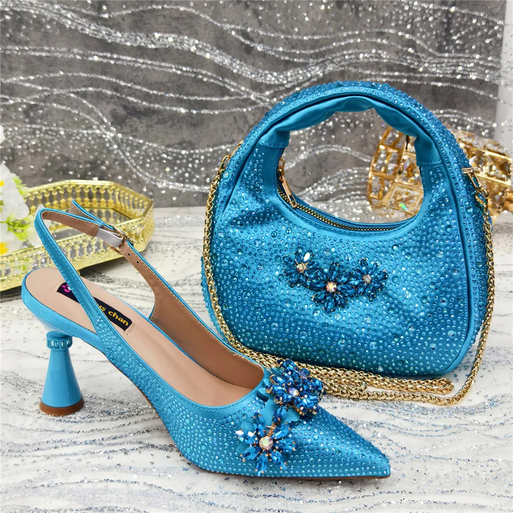 Spot Goods Excellent product Handmade Flowers Shoes and Clutch for Women- African Style Elegant Heels with Matching Bag