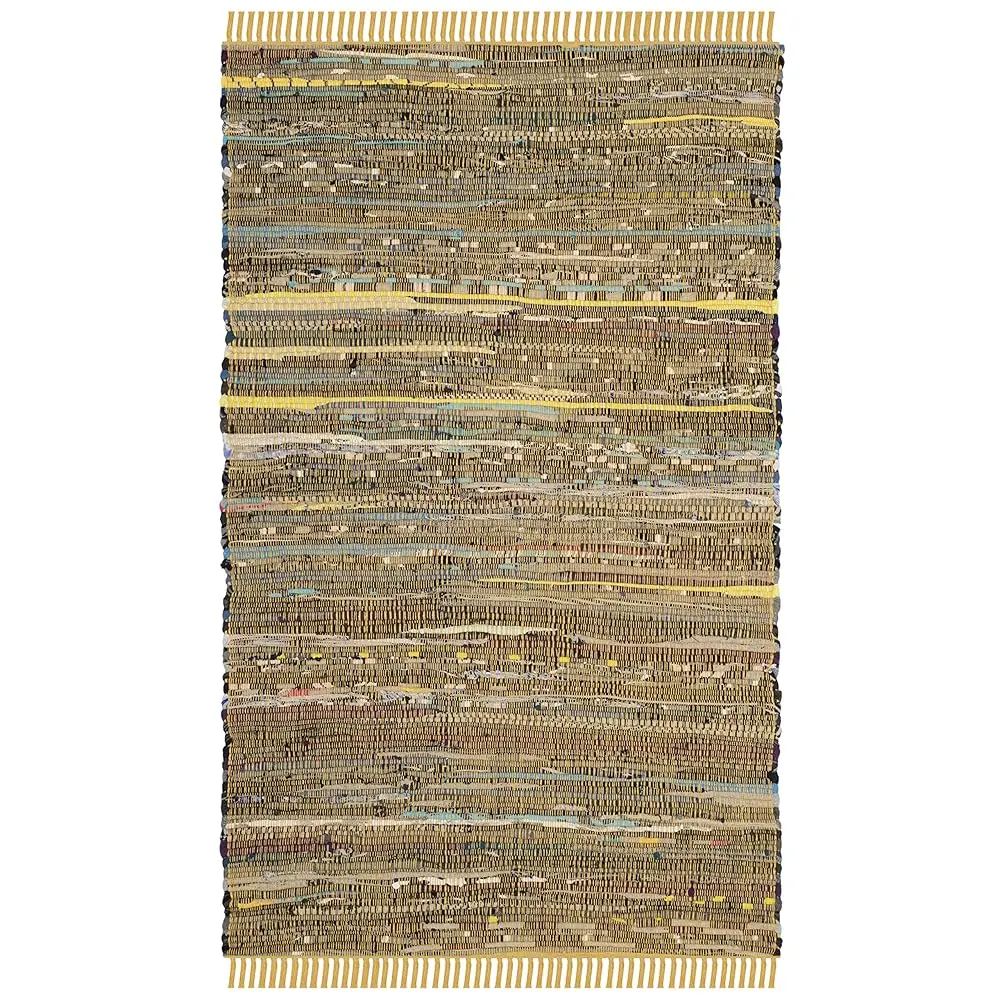 

Rag Rug Collection Accent Rug - 2' X 3', Yellow & Multi, Handmade Boho Stripe Cotton, I For High Traffic Areas In Entryway,