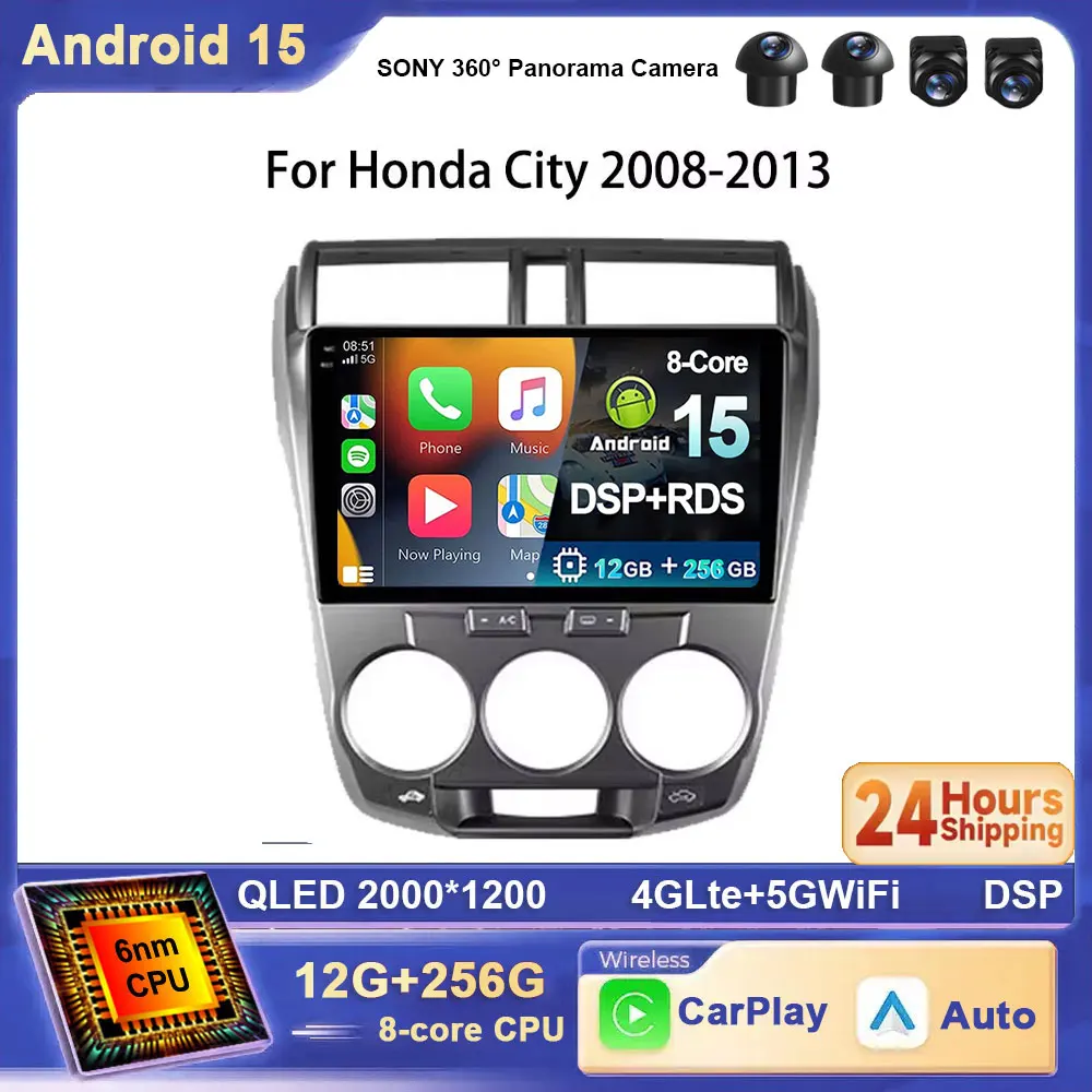 

Для Honda City 2008 2009 2010 2011 2012 2013 Android 15 2K Carplay автомобильный радиоприемник мультимедийный плеер авторадио стерео 2din головное устройство